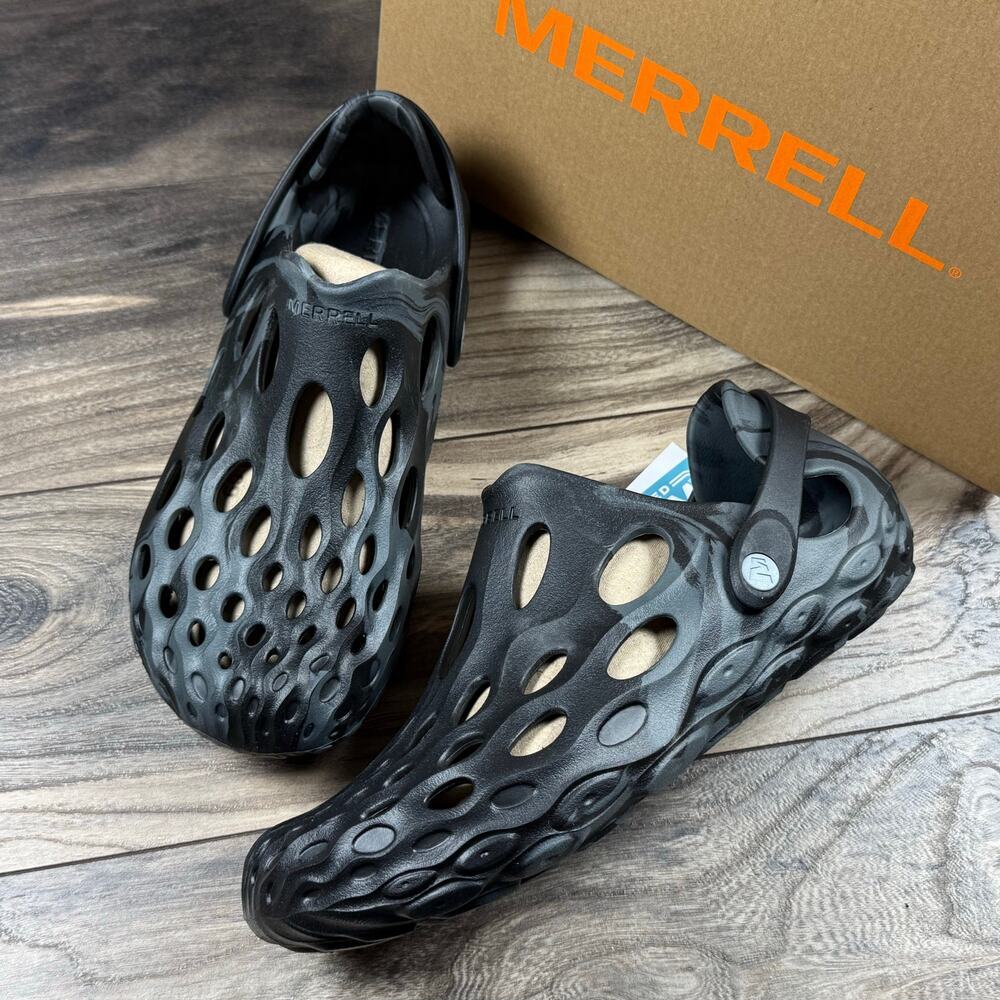 NIB Merrell Hydro Moc Black Gray Womens 10M Water Shoes Waterproof Sandals